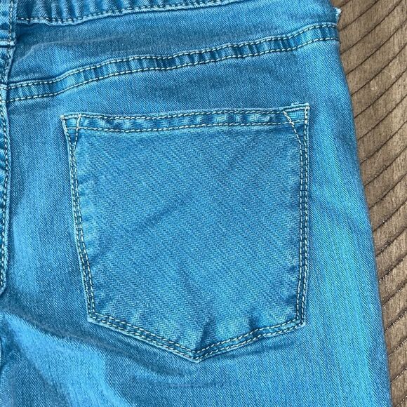 🌞 Free 🇺🇸 People Lagoon Blue Cropped 5 Pocket Denim Jeans 👖 Pull Up Straps! - Picture 11 of 17